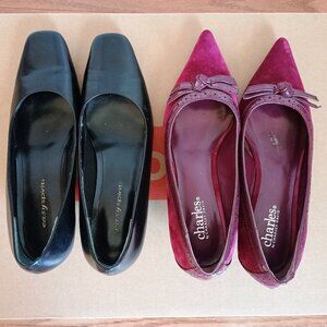 LOT 2 Pairs Size 5 Black Leather EasySpirit Maroon Charles David Pump Shoes